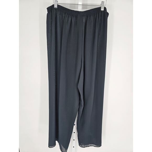 Nira Nira Navy Silk Elastic-Waist High-Rise Wide-Leg Trousers Size XL - Picture 4 of 4